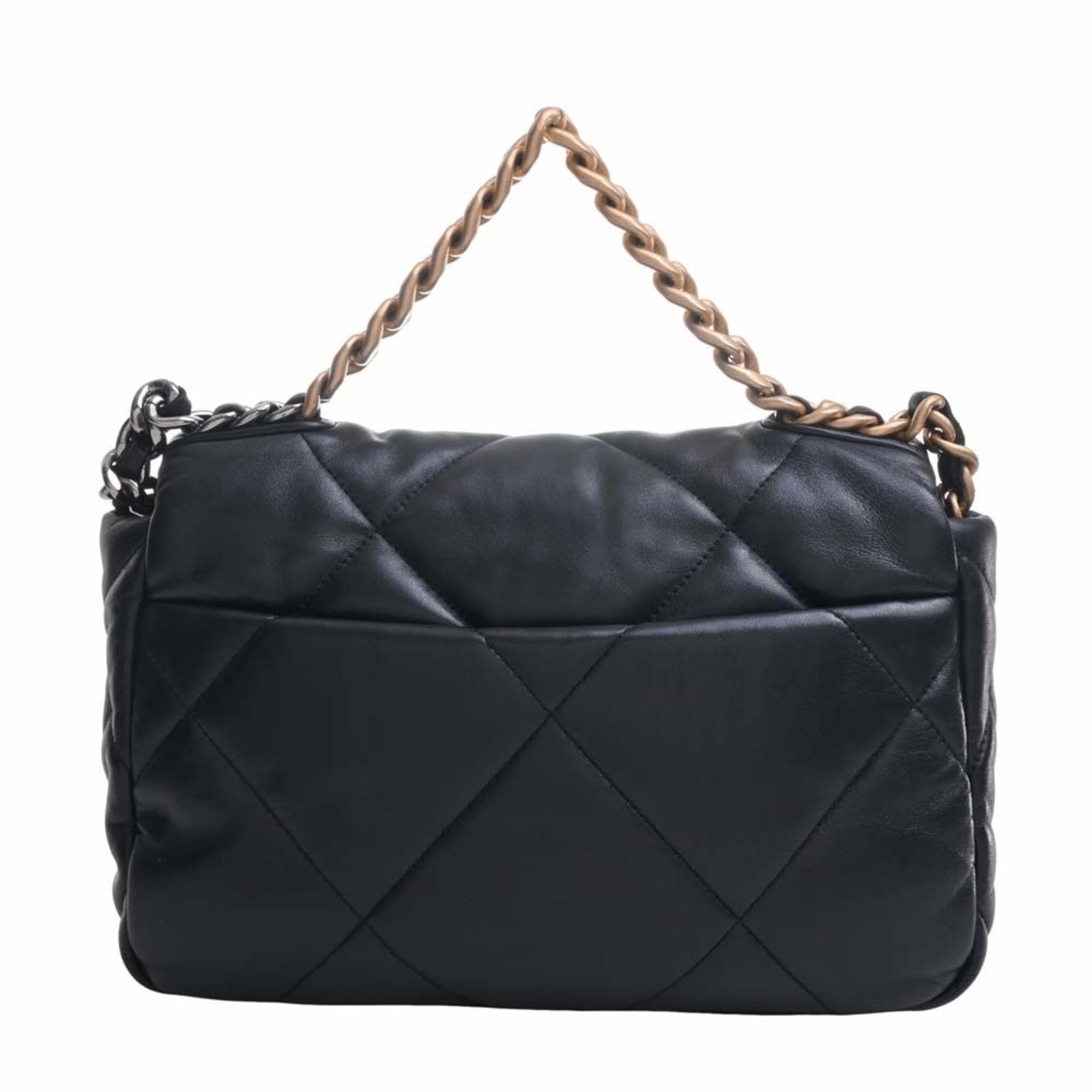 CHANEL Lambskin  19 Coco Mark Chain Shoulder Bag Black Ladies