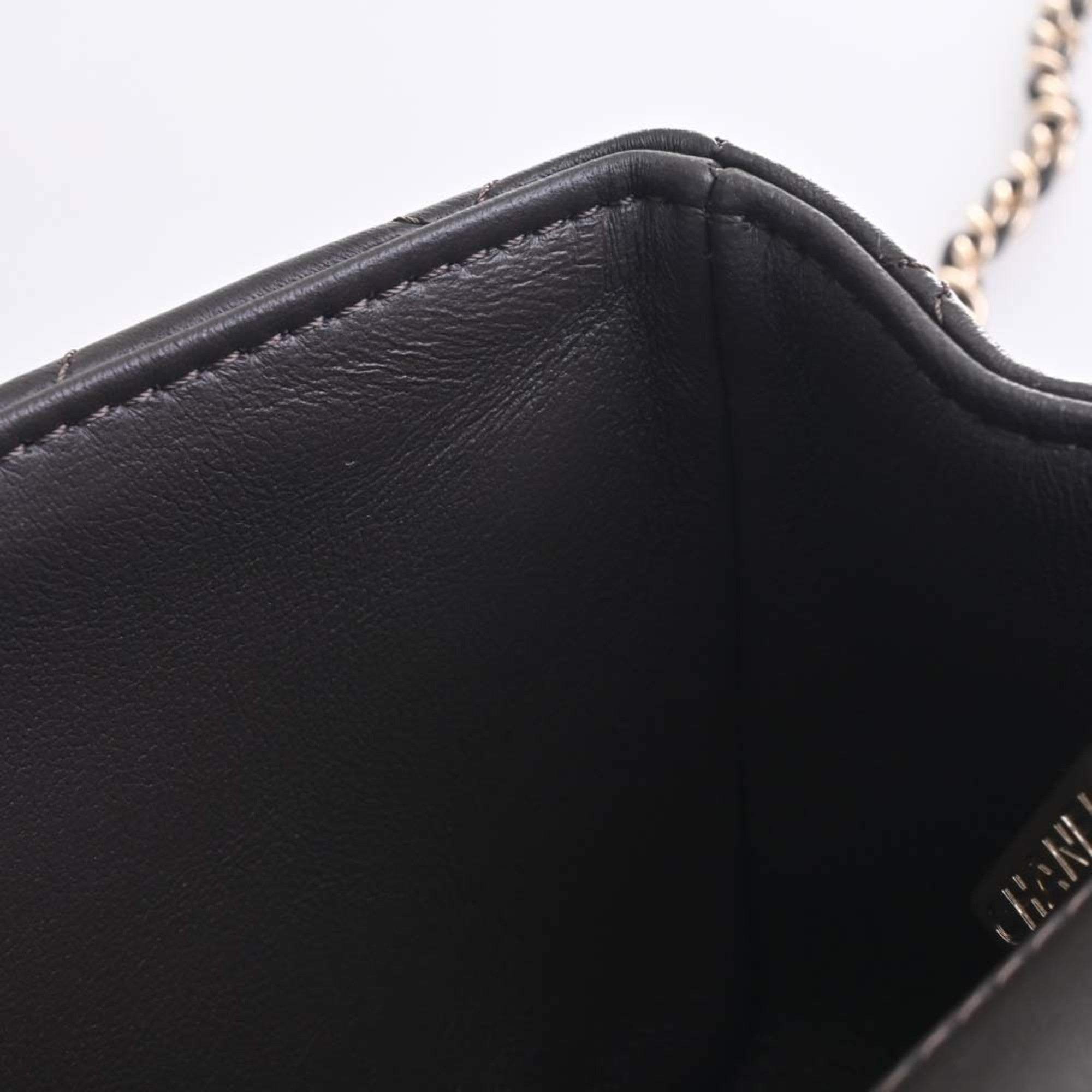 CHANEL Lambskin Matelasse Coco Mark Chain Shoulder Bag Brown Women's