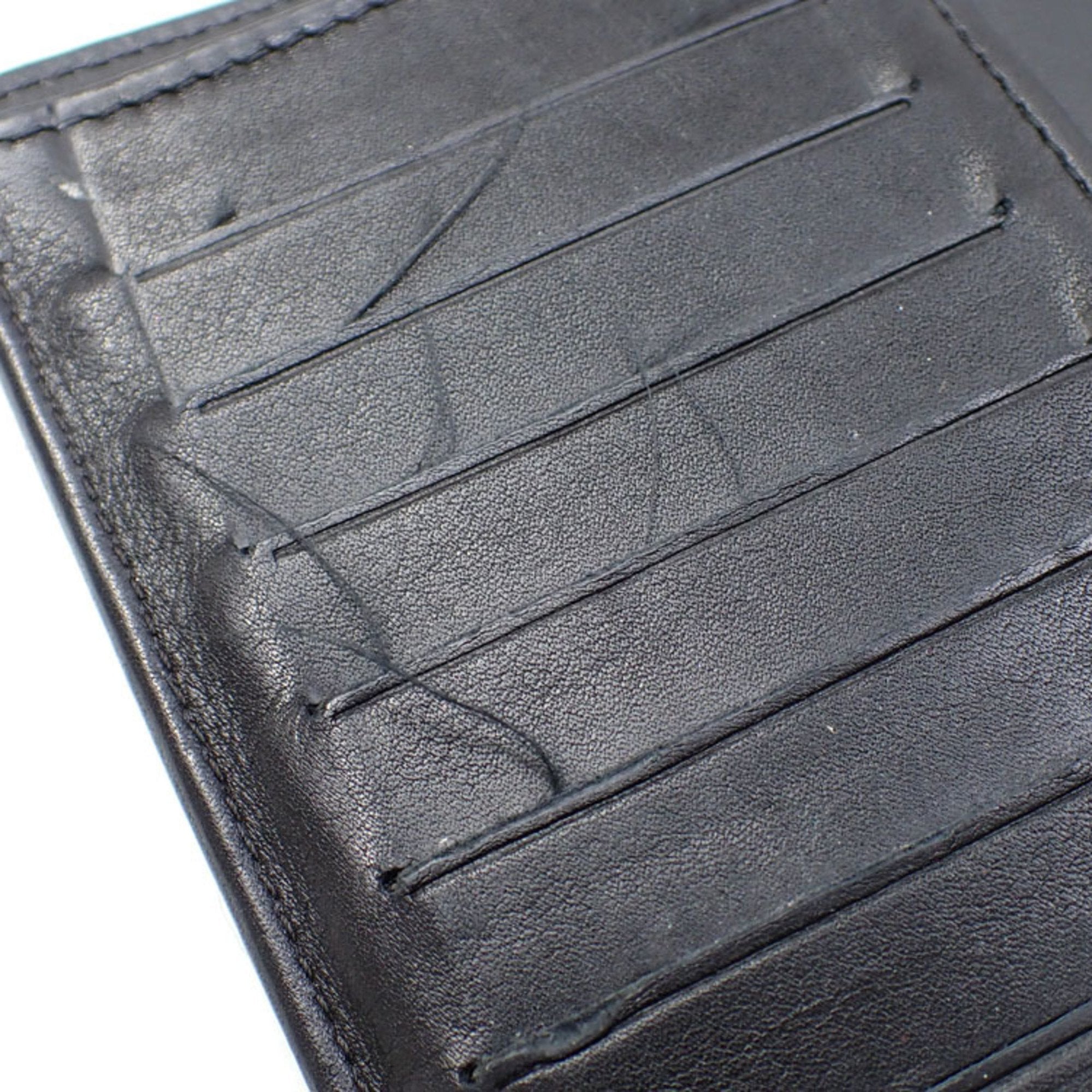 CHANEL Bifold Long Wallet V Stitch Women's Black Lambskin A31509 Coco Mark Leather