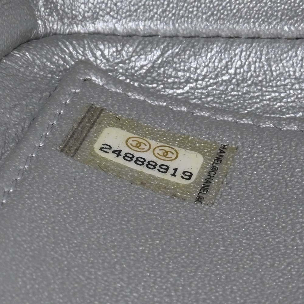 CHANEL Caviar Skin Matelasse CC Filigree Chain Shoulder Bag Silver Ladies