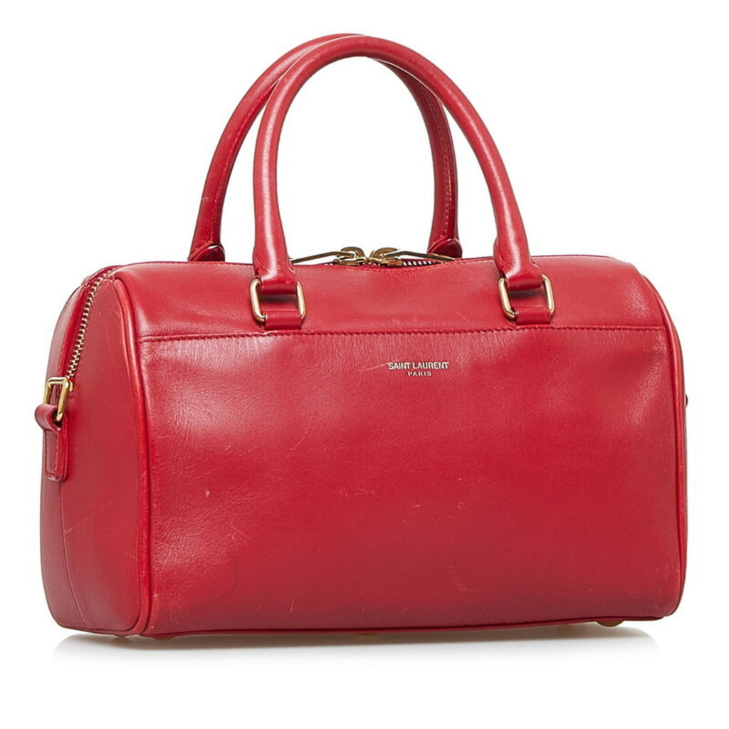 SAINT LAURENT Baby Duffle Handbag Shoulder Bag 330958 Red Leather Ladies