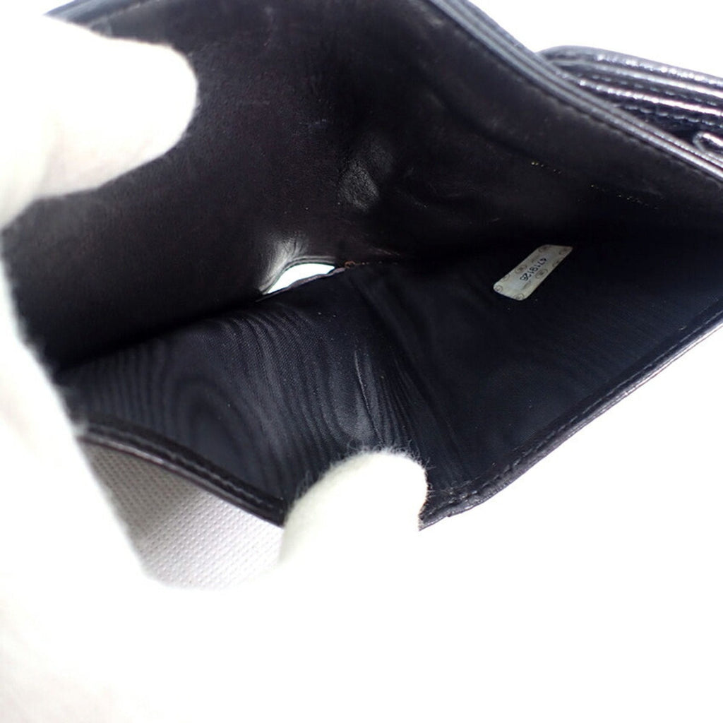 CHANEL caviar skin black trifold wallet