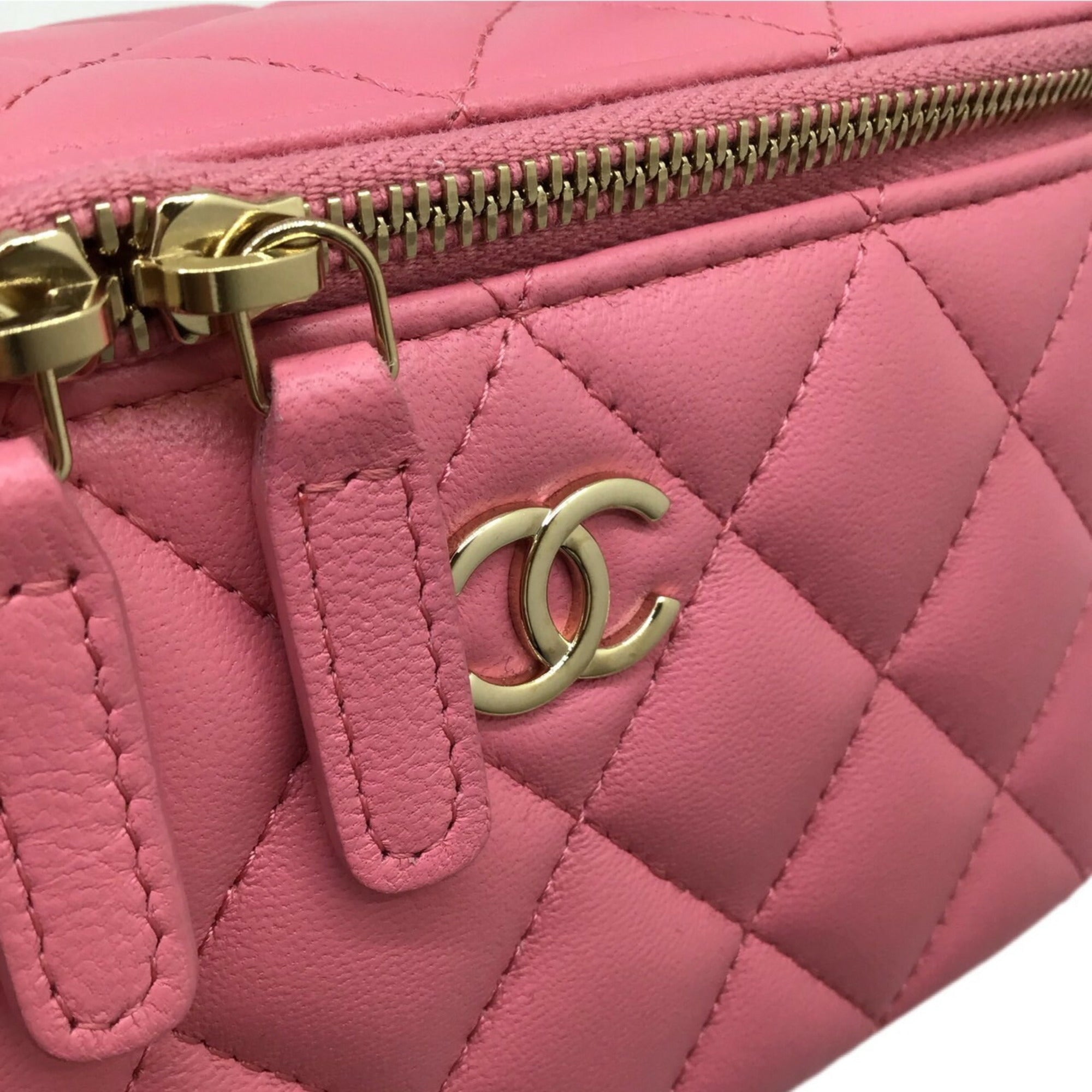 CHANEL Vanity Chain Bag AP2199 Lambskin Pink G Hardware Shoulder Women Men Unisex