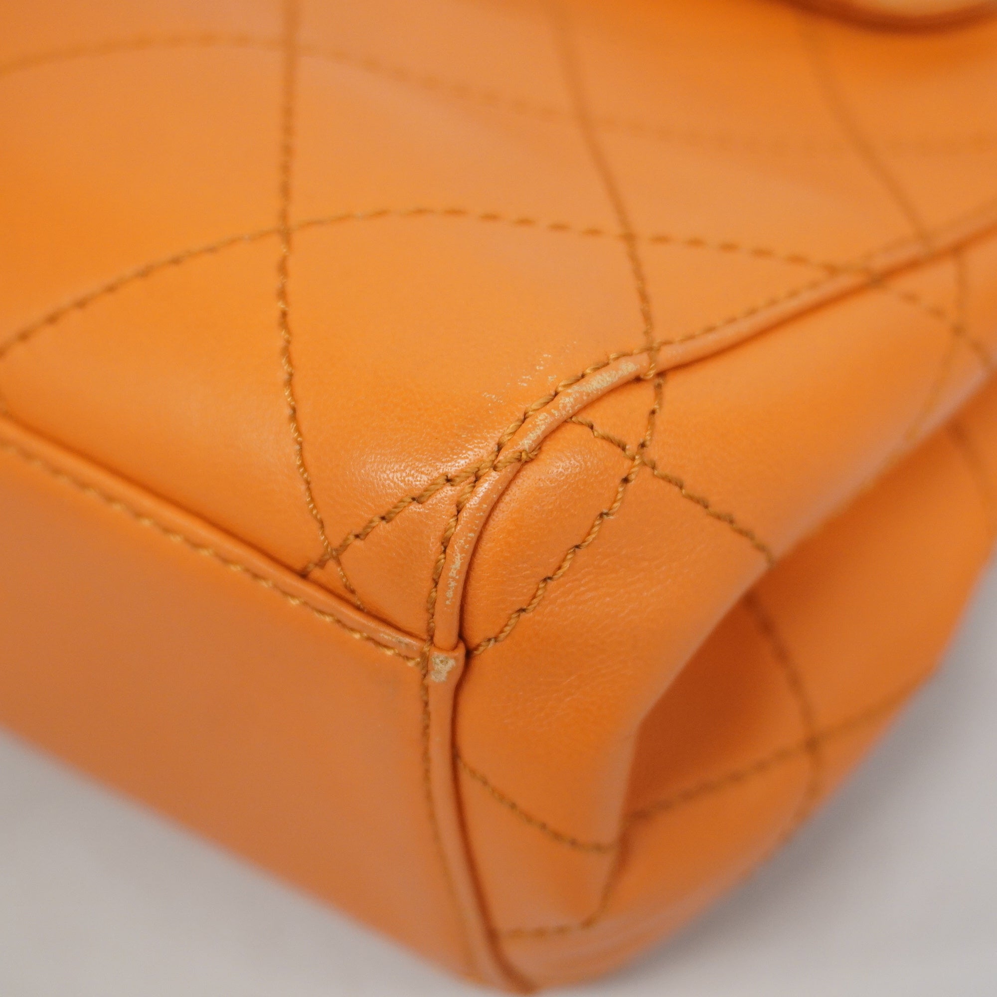 CHANELAuth  Matelasse Women's Leather Handbag Orange