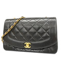 CHANEL[3ca0445]   Shoulder Bag Matelasse Diana Flap Single Chain Lambskin Black Gold metal