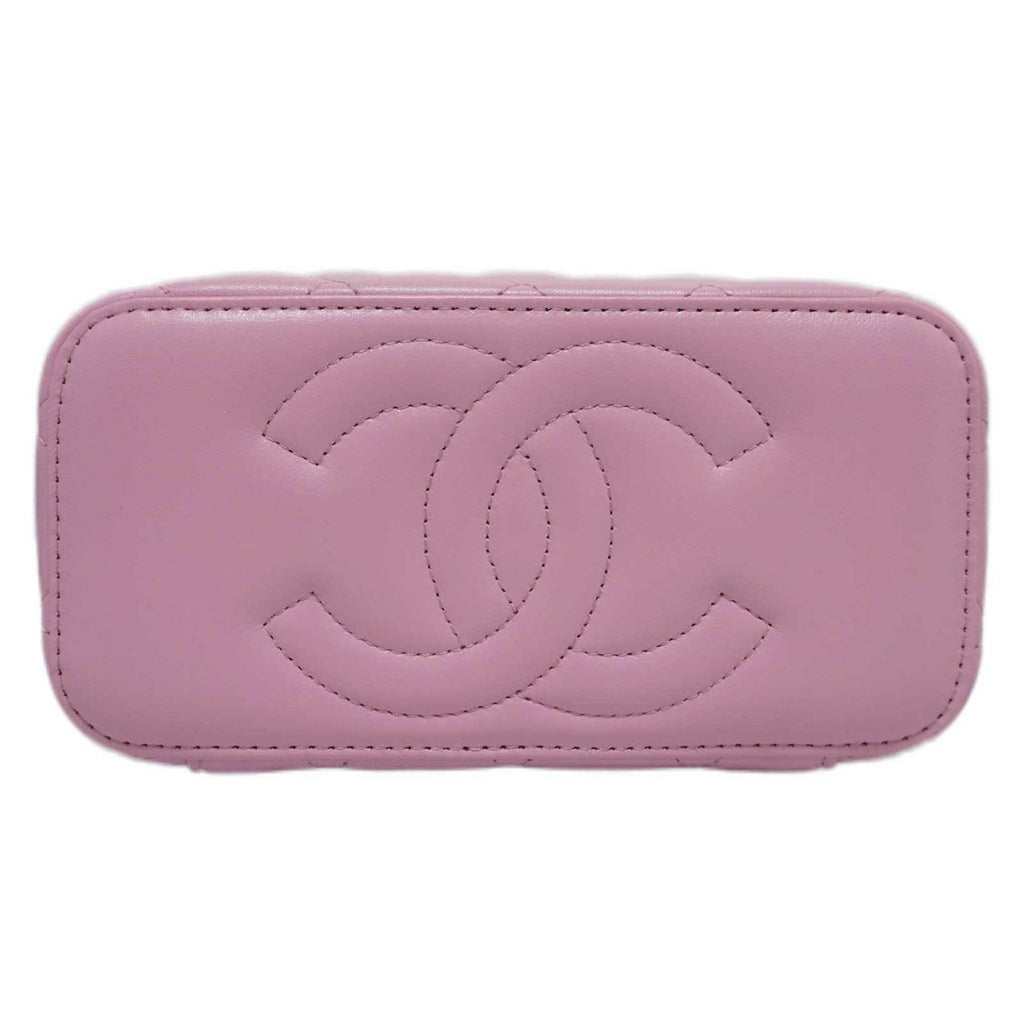 CHANEL Vanity Shoulder Handbag Bag Pink Lambskin Women's