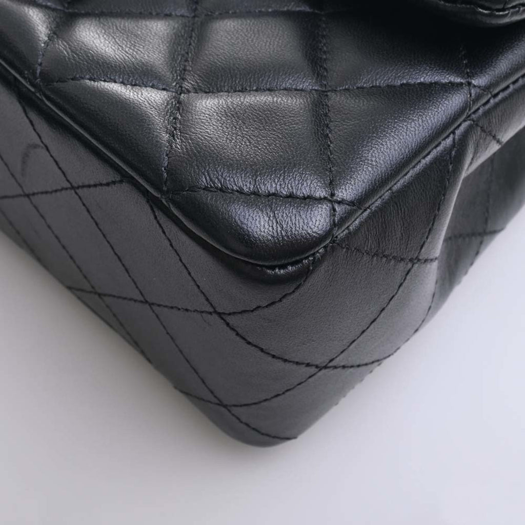 CHANEL Lambskin Matelasse Coco Mark Chain Shoulder Bag Black Ladies