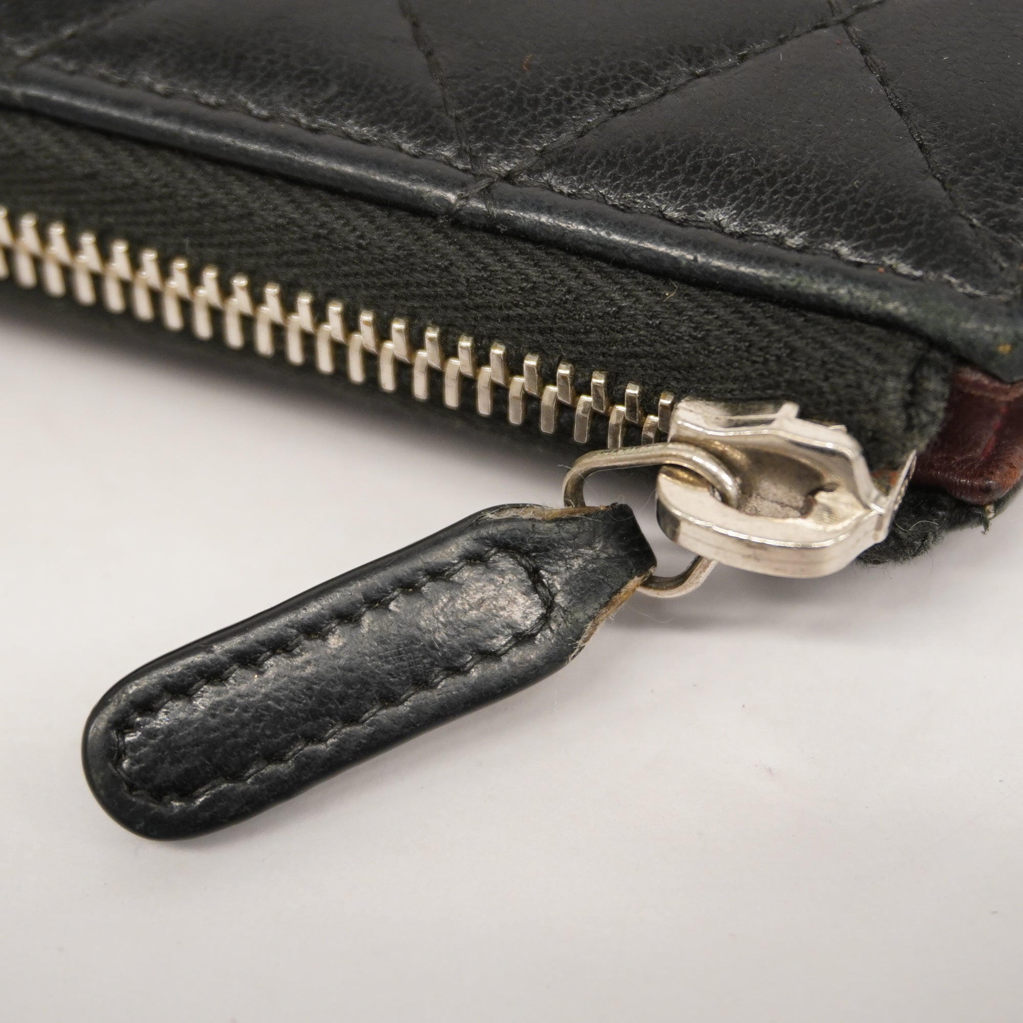 CHANELAuth  Matelasse Long Wallet Silver Metal Fittings Women's Lambskin Black