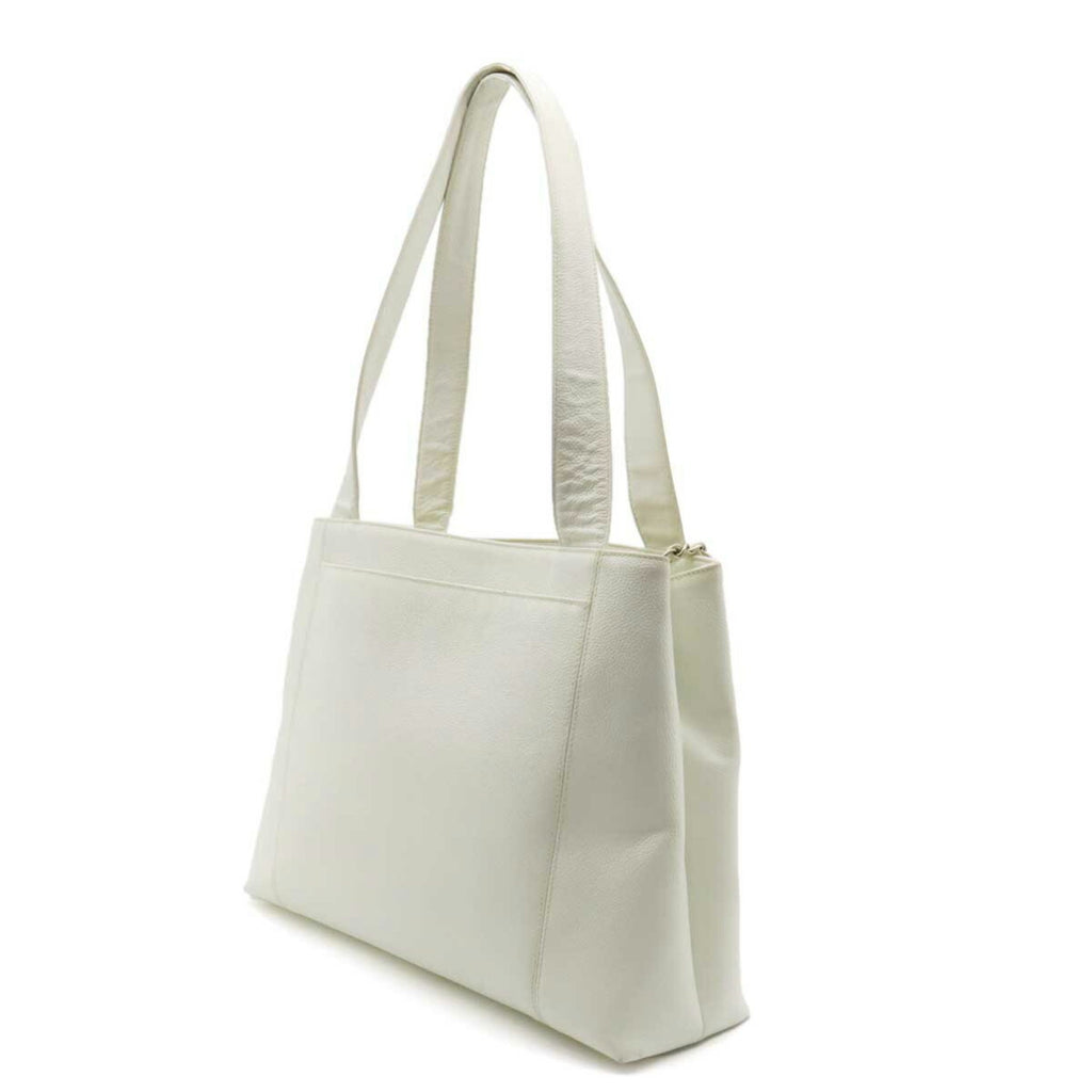 CHANEL tote bag shoulder caviar skin leather white