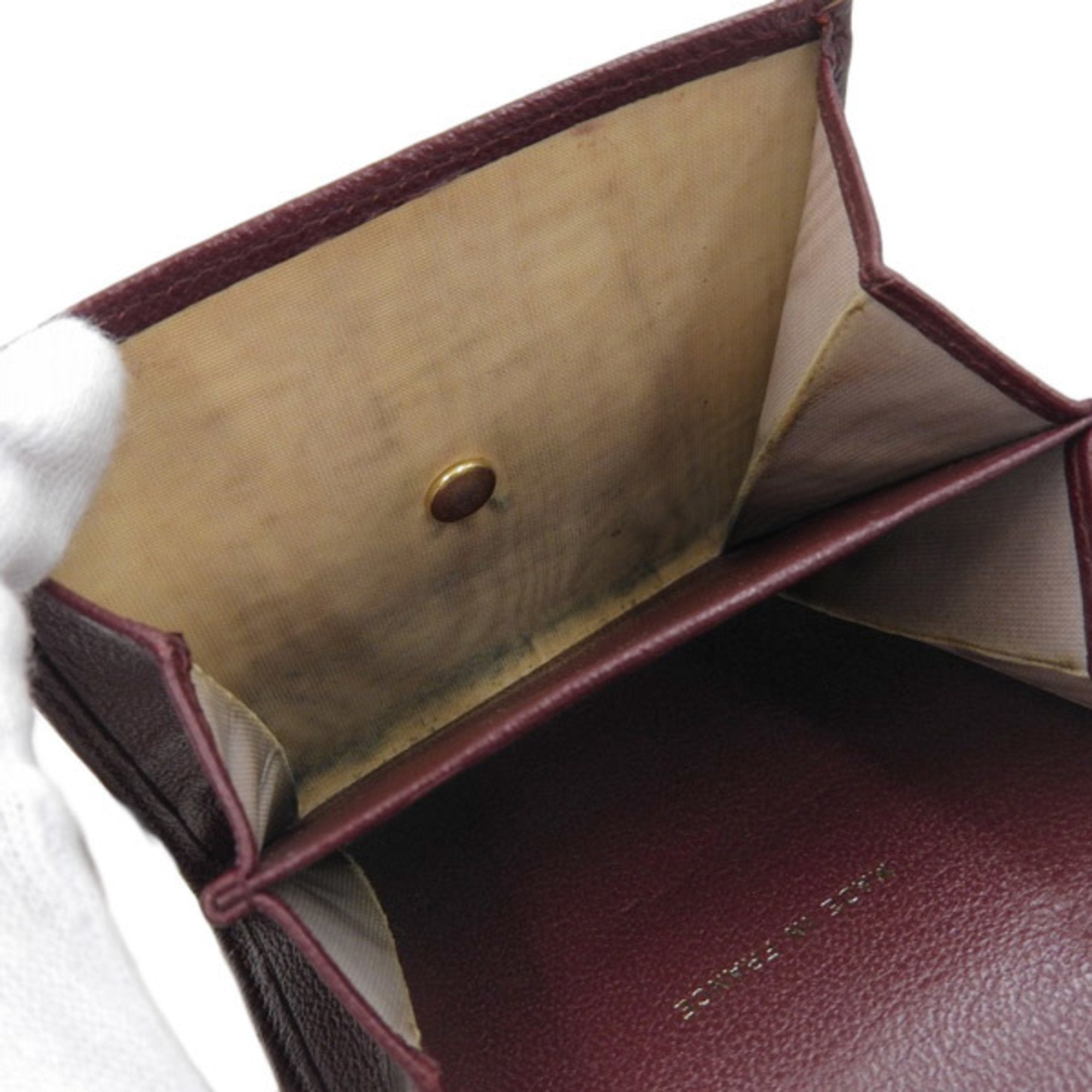 CHANEL Leather Cocomark Trifold Wallet Bordeaux Ladies