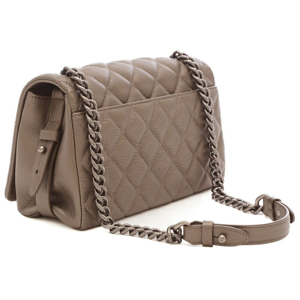 CHANEL matelasse chain shoulder bag leather gray gunmetal fittings A93017