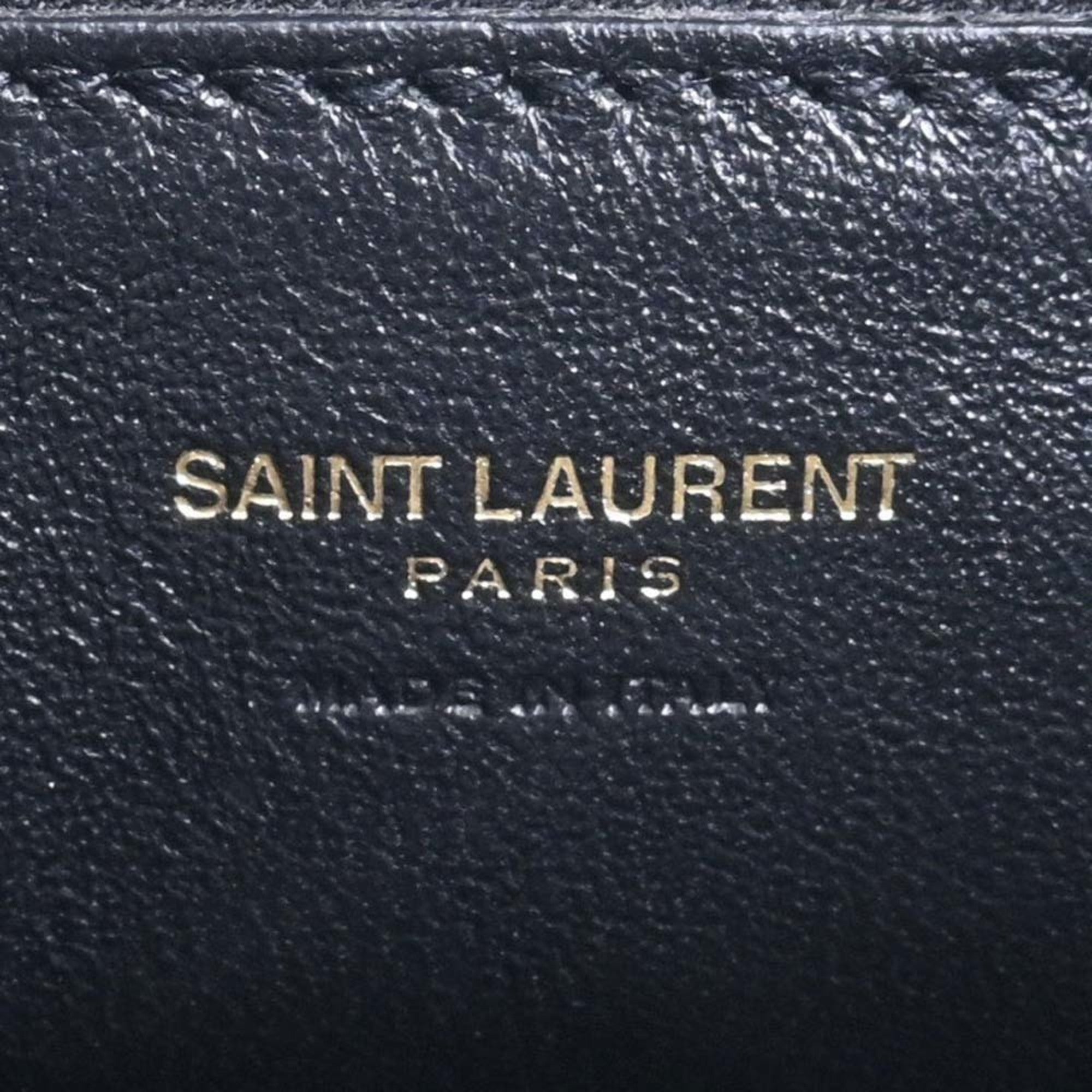 SAINT LAURENT Leather Monogram Cabas Handbag 472469 Gray Ladies