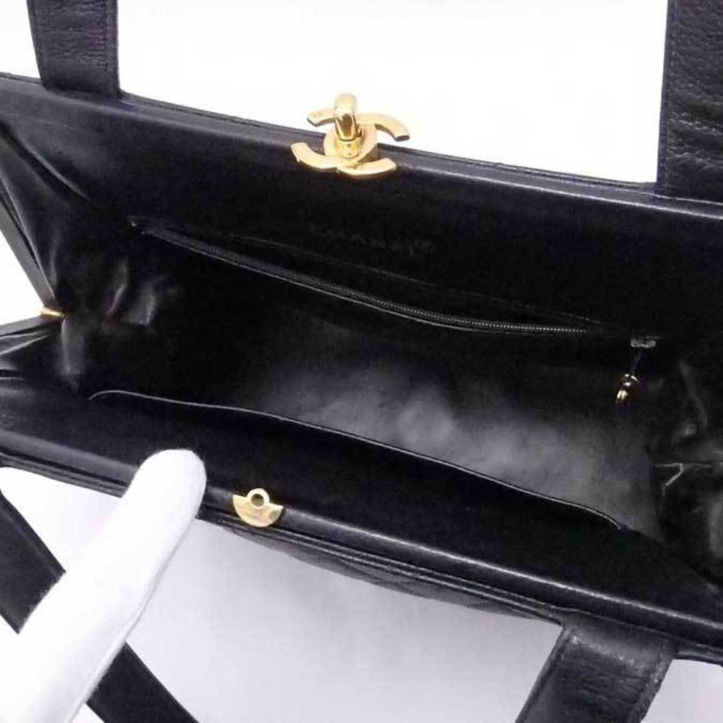 CHANEL shoulder bag matelasse caviar skin leather black gold ladies
