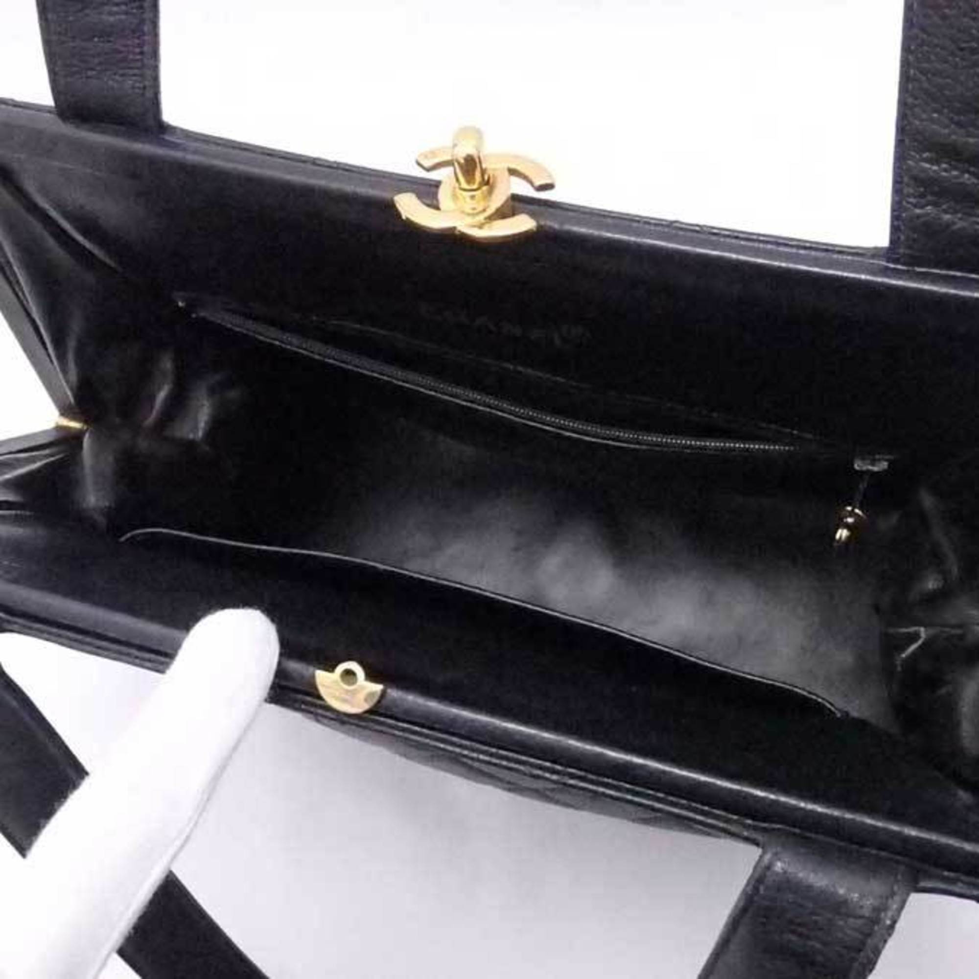 CHANEL shoulder bag matelasse caviar skin leather black gold ladies