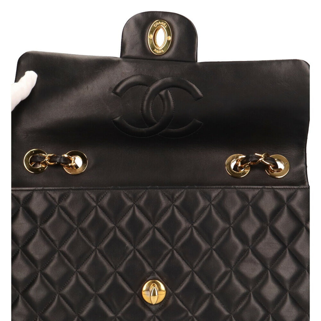 CHANEL chain matelasse shoulder bag lambskin black ladies