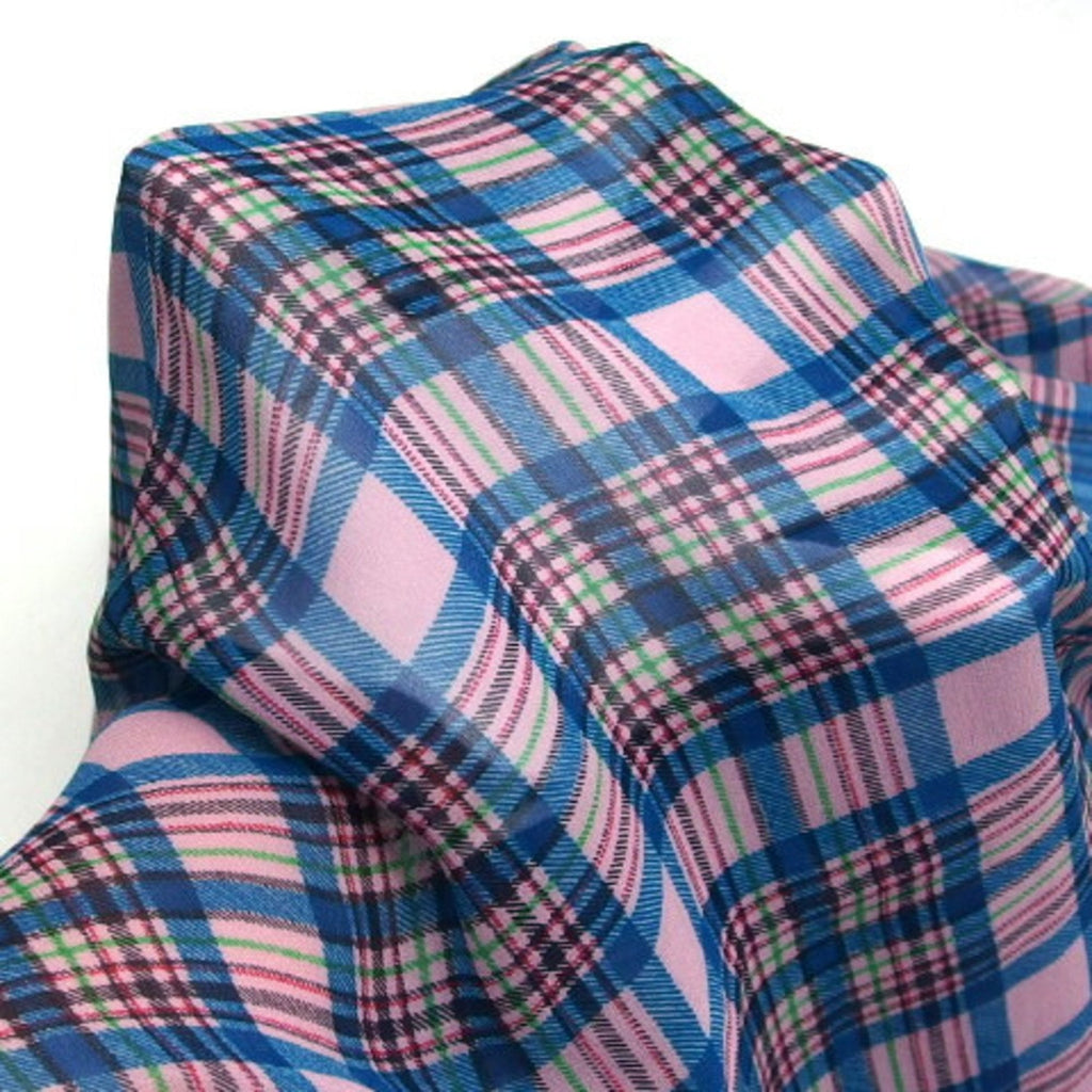 CHANEL Check Pattern Chiffon Large Stole Pink Multicolor