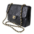CHANEL Matelasse 20 Chain Shoulder Bag 7 Digits Circa 1990 Lambskin Black x Gold NT