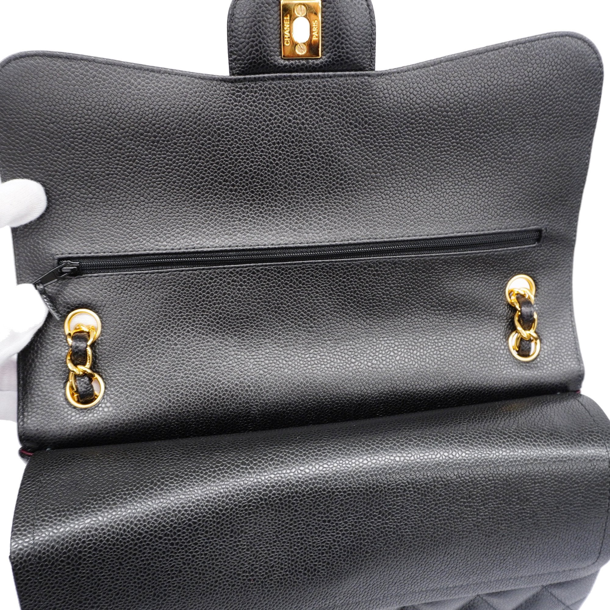 CHANEL  Big Matelasse W Flap W Chain Women's Leather Shoulder Bag Black