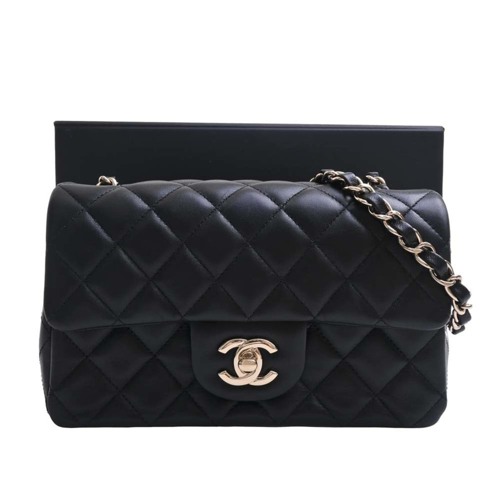 CHANEL Lambskin Matelasse Coco Mark Chain Shoulder Bag Black Ladies