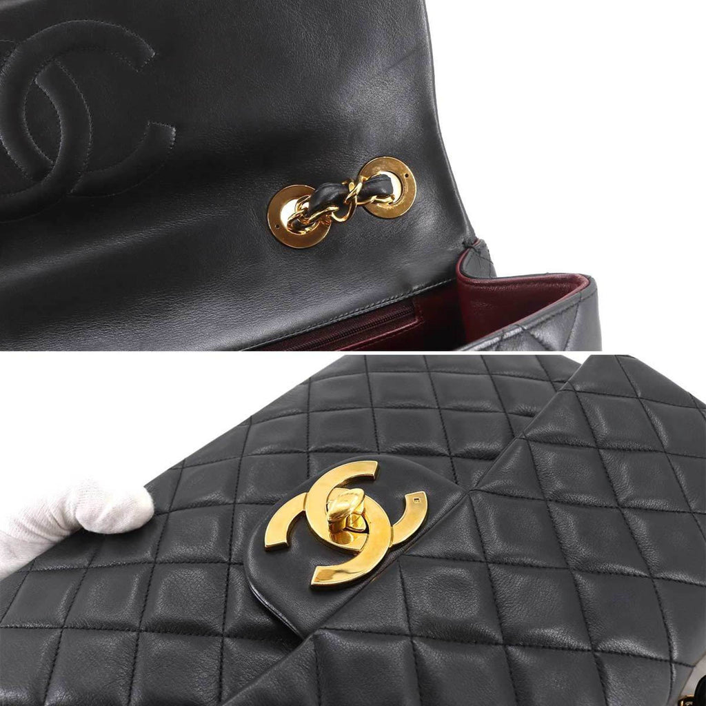 CHANEL Decamato Matelasse 34 Chain Shoulder Bag Leather Black A01094 Vintage Gold Hardware