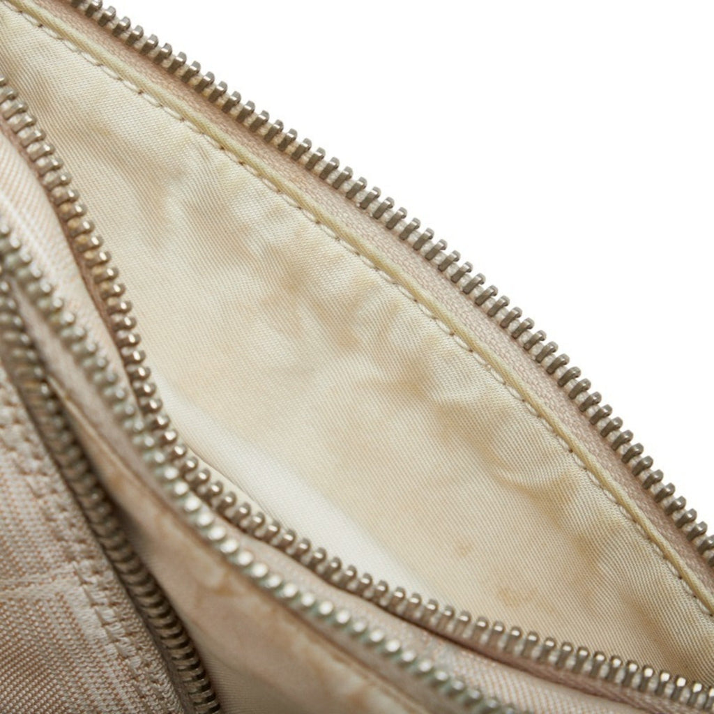 CHANEL New Line Handbag Vanity Bag Beige Canvas Leather Women's