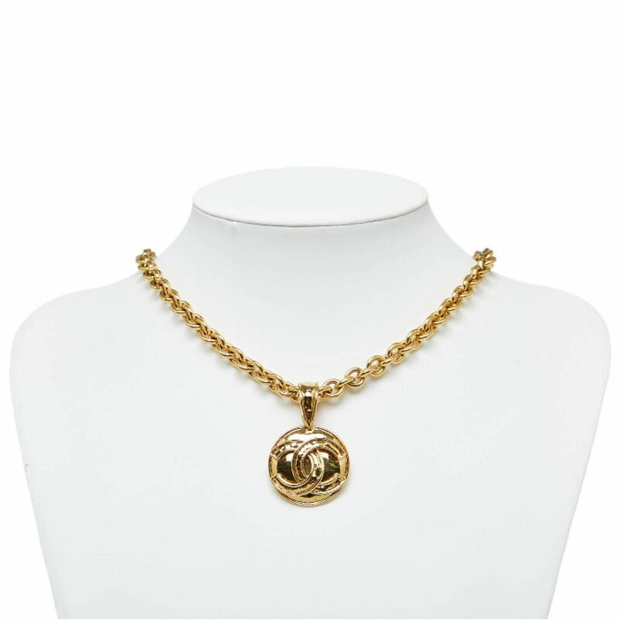 CHANEL Cocomark Necklace Gold Plated Men's