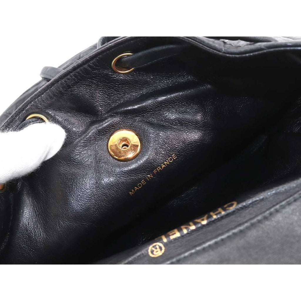 CHANEL Matelasse Chain Backpack Rucksack Leather Black Vintage Gold Hardware duma