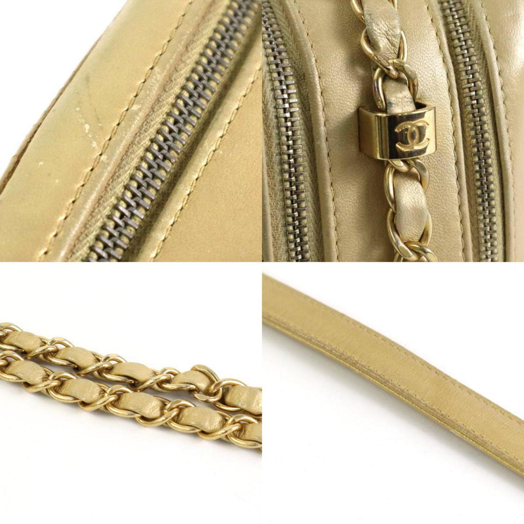 CHANEL Diagonal Shoulder Bag Matelasse Leather/Metal Gold Women's