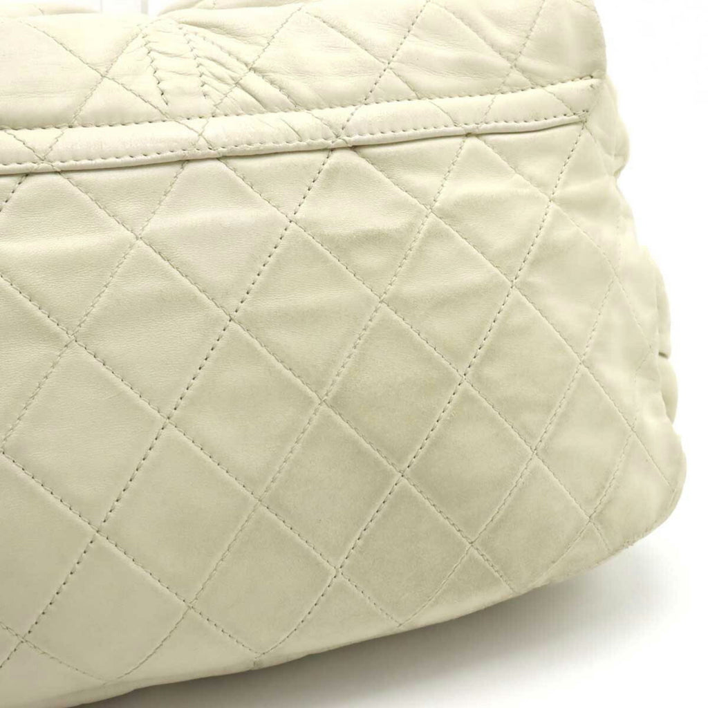 CHANEL Matelasse Coco Mark Half Moon Shoulder Bag Chain Leather Ivory