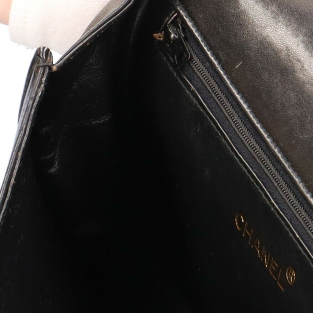 CHANEL chain matelasse shoulder bag lambskin black ladies