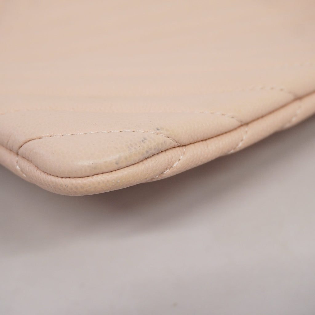 CHANEL  Clutch Bag V Stitch Women's Caviar Leather Clutch Bag Pink