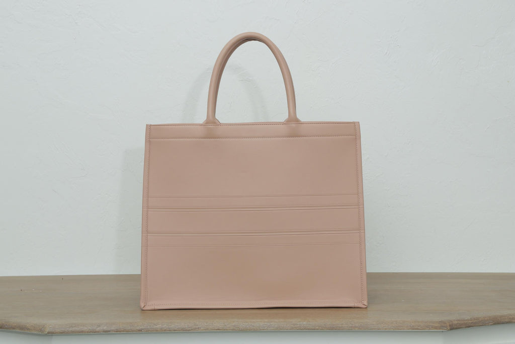 Small Dior Book Tote Warm Taupe Calfskin