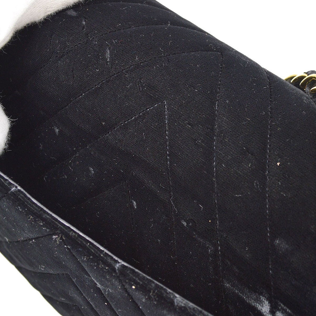 CHANEL★ 1991-1994 Chevron Classic Flap Maxi Black Velvet AK37942e