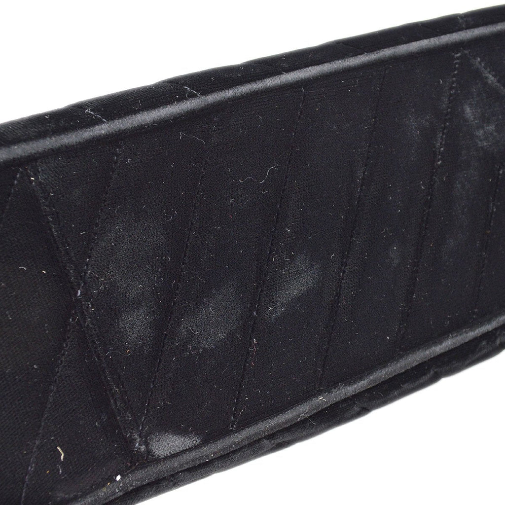 CHANEL★ 1991-1994 Chevron Classic Flap Maxi Black Velvet AK37942e
