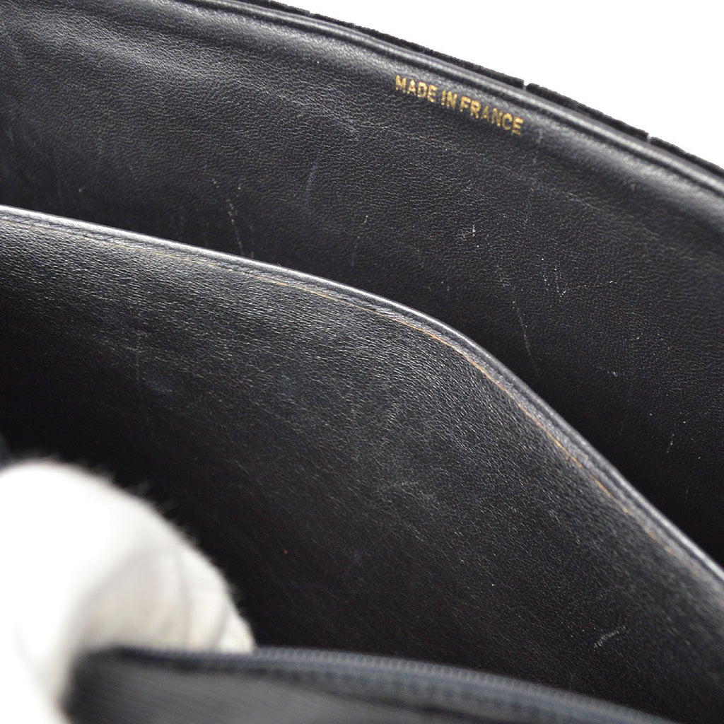 CHANEL★ 1991-1994 Chevron Classic Flap Maxi Black Velvet AK37942e