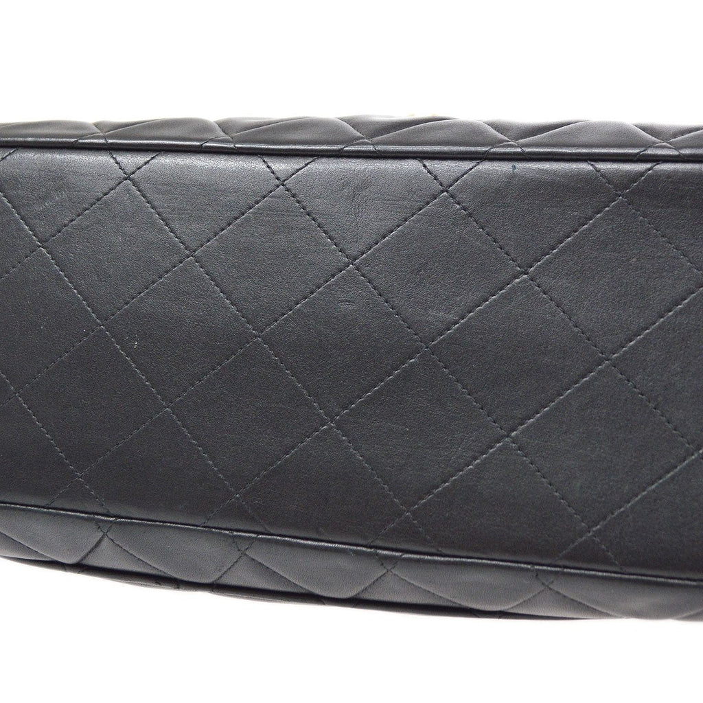 CHANEL Classic Flap Maxi Chain Shoulder Bag Black Lambskin 60155