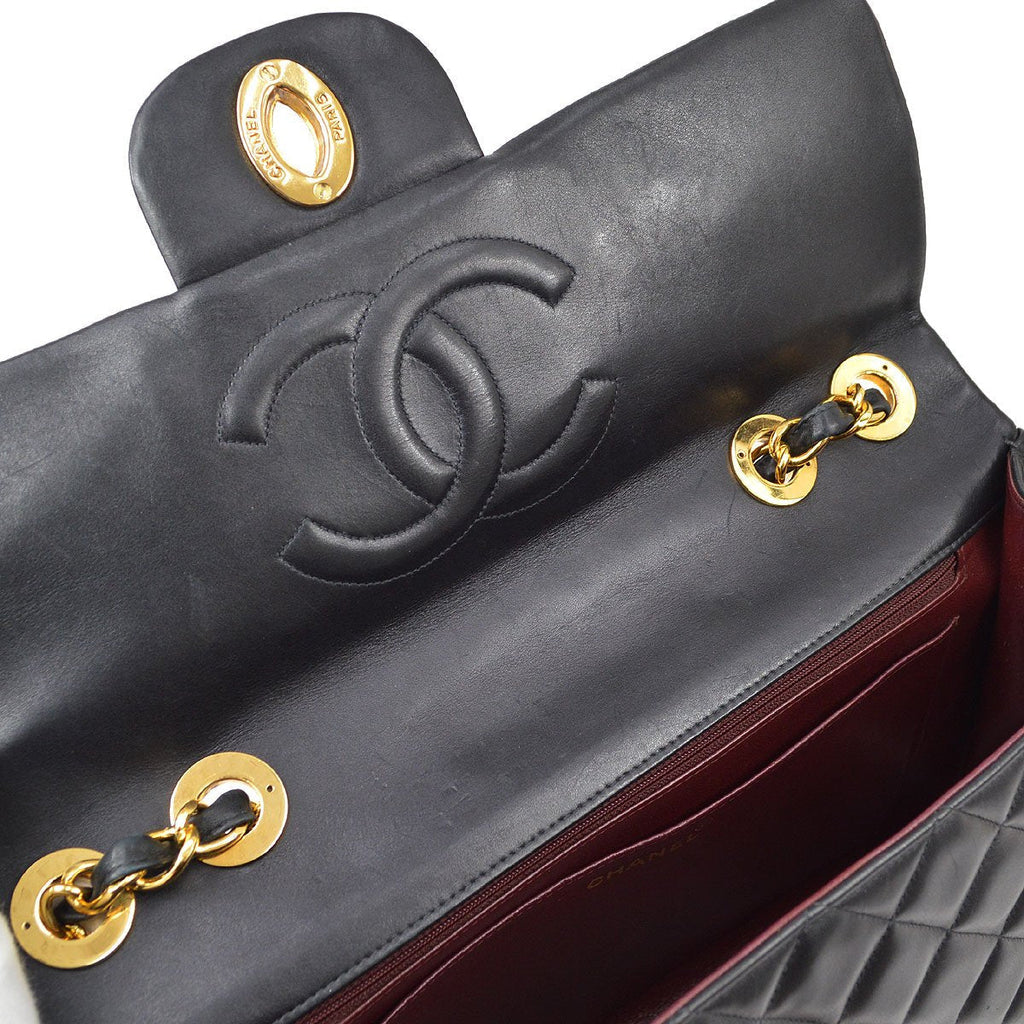 CHANEL Classic Flap Maxi Chain Shoulder Bag Black Lambskin 60155