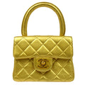 CHANEL Classic Flap Micro Mini Hand Bag Gold Lambskin 80588