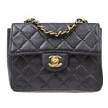 CHANEL 2001-2003 Classic Square Flap 17 Black Caviar 90294