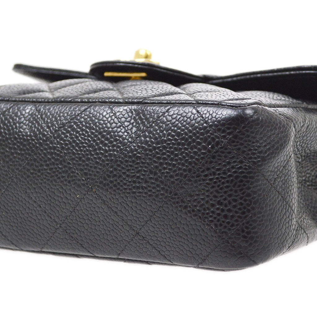 CHANEL 2001-2003 Classic Square Flap 17 Black Caviar 90294