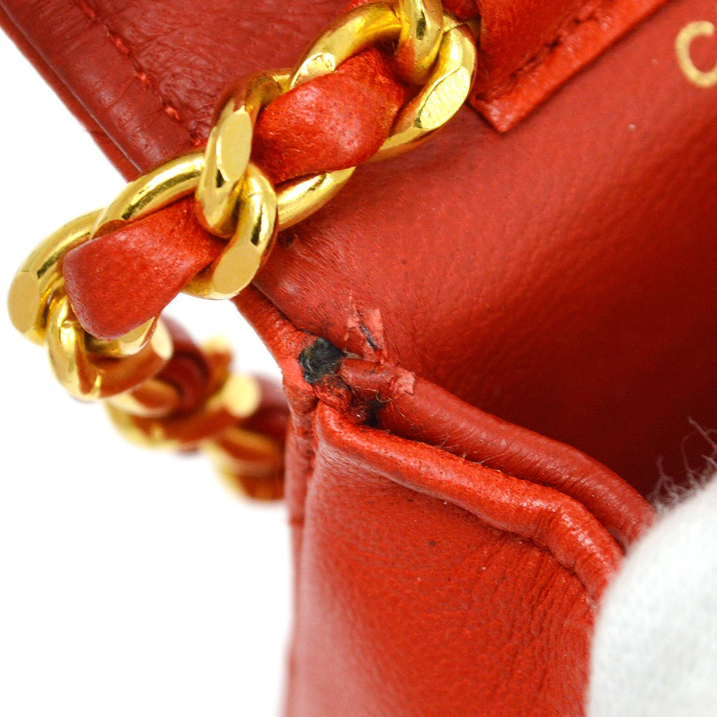 CHANEL★ Classic Flap Micro Bag Pouch Red 71178