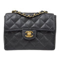 CHANEL 2003-2004 Classic Square Flap 17 Black Caviar 61688