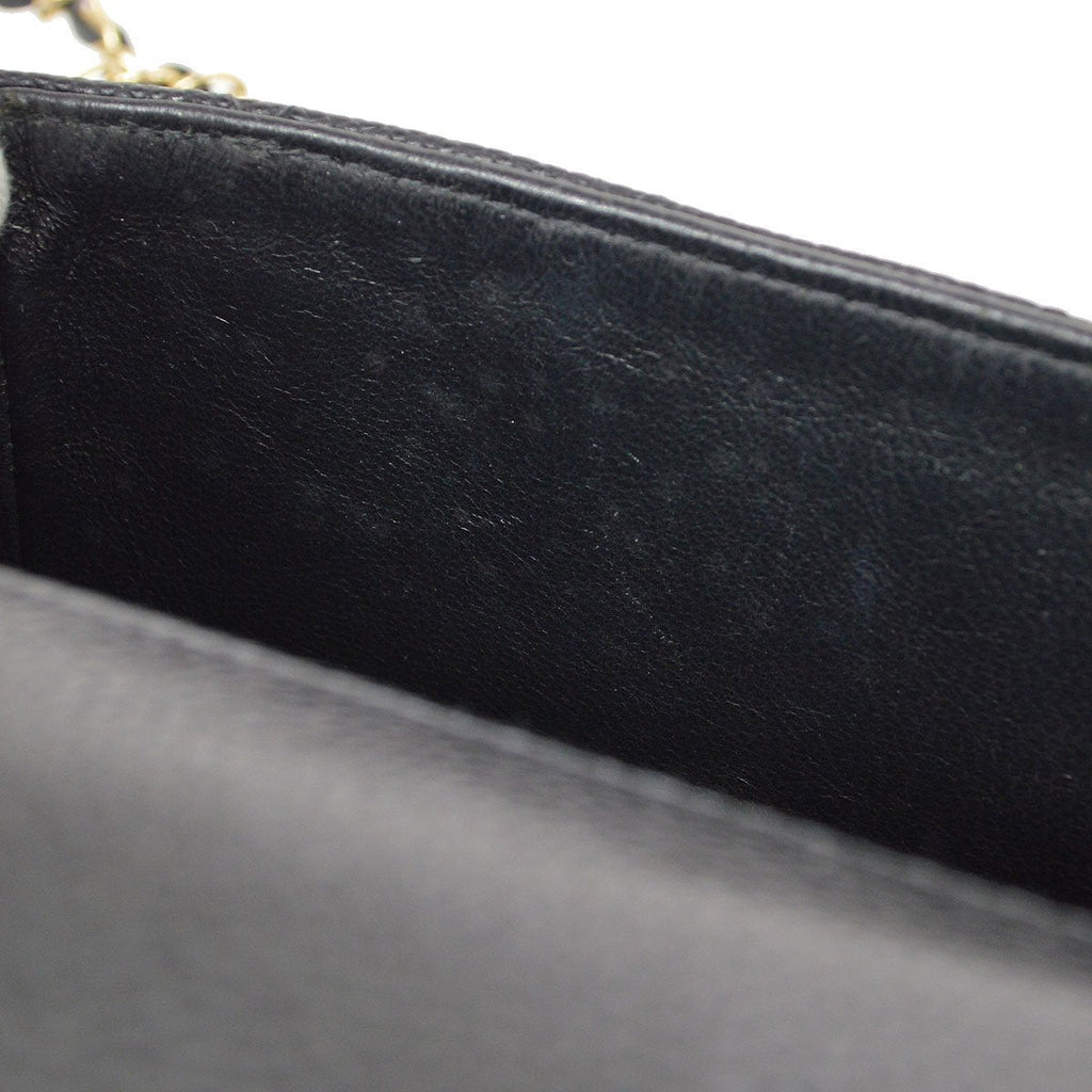 CHANEL 2003-2004 Classic Square Flap 17 Black Caviar 61688