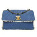 CHANEL★ 1991-1994 Denim Straight Flap Maxi 61782