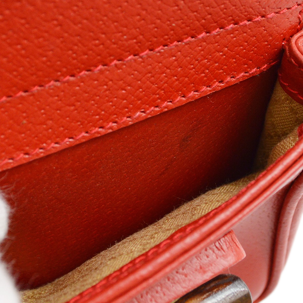 GUCCI 1980s Red Pigskin Bamboo Backpack Small