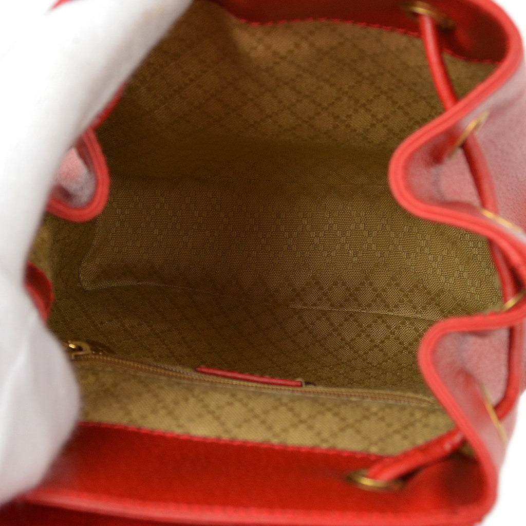 GUCCI 1980s Red Pigskin Bamboo Backpack Small