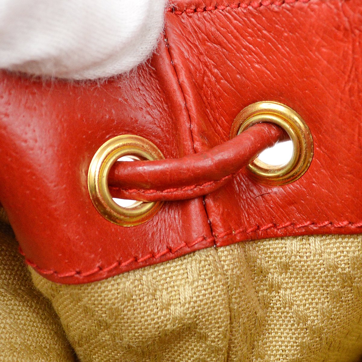 GUCCI 1980s Red Pigskin Bamboo Backpack Small
