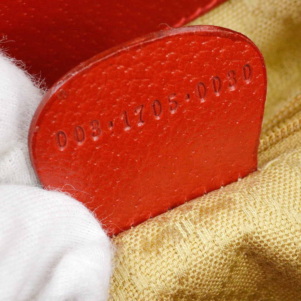 GUCCI 1980s Red Pigskin Bamboo Backpack Small