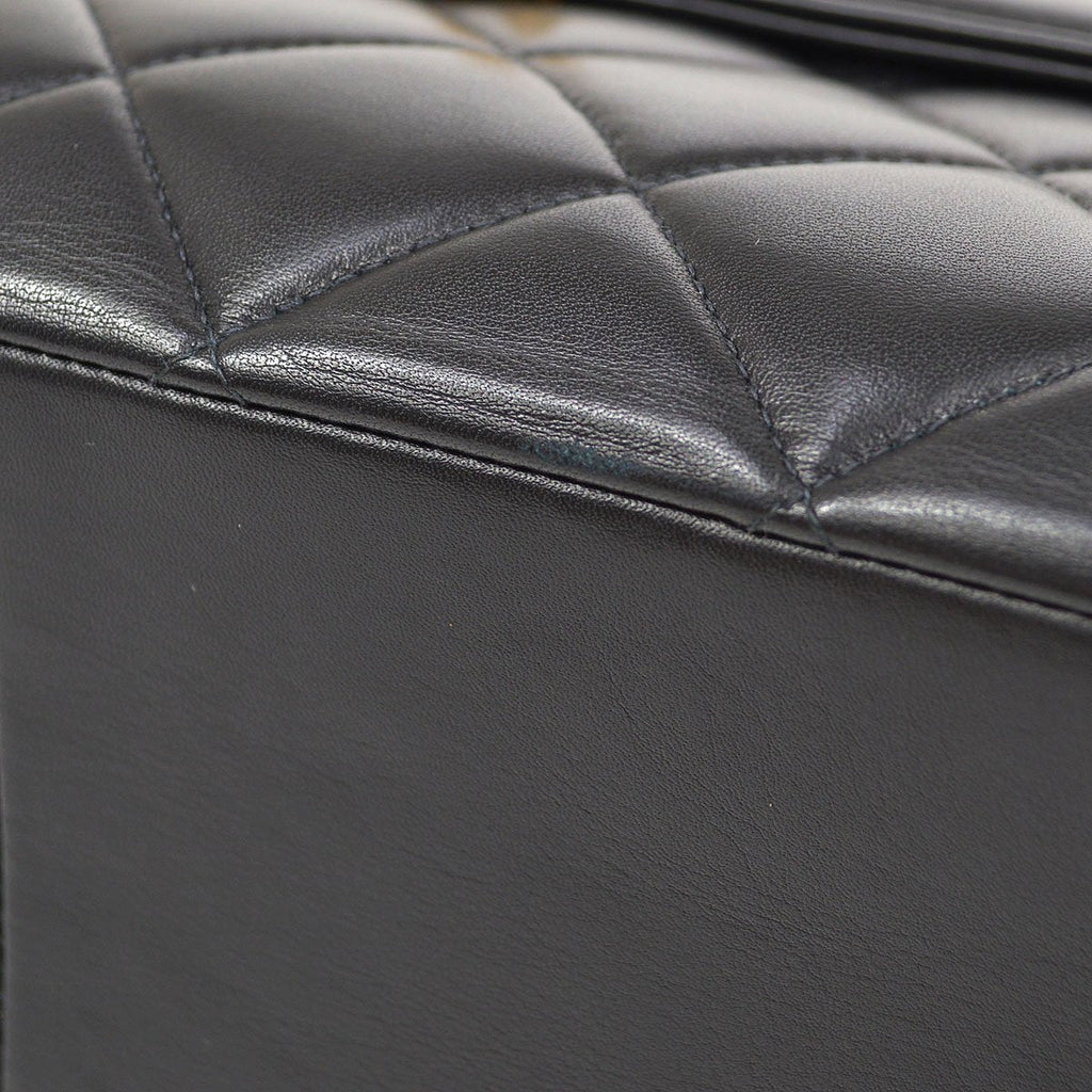 CHANEL 1991-1994 Quilted CC Flap Maxi Black Lambskin 72350