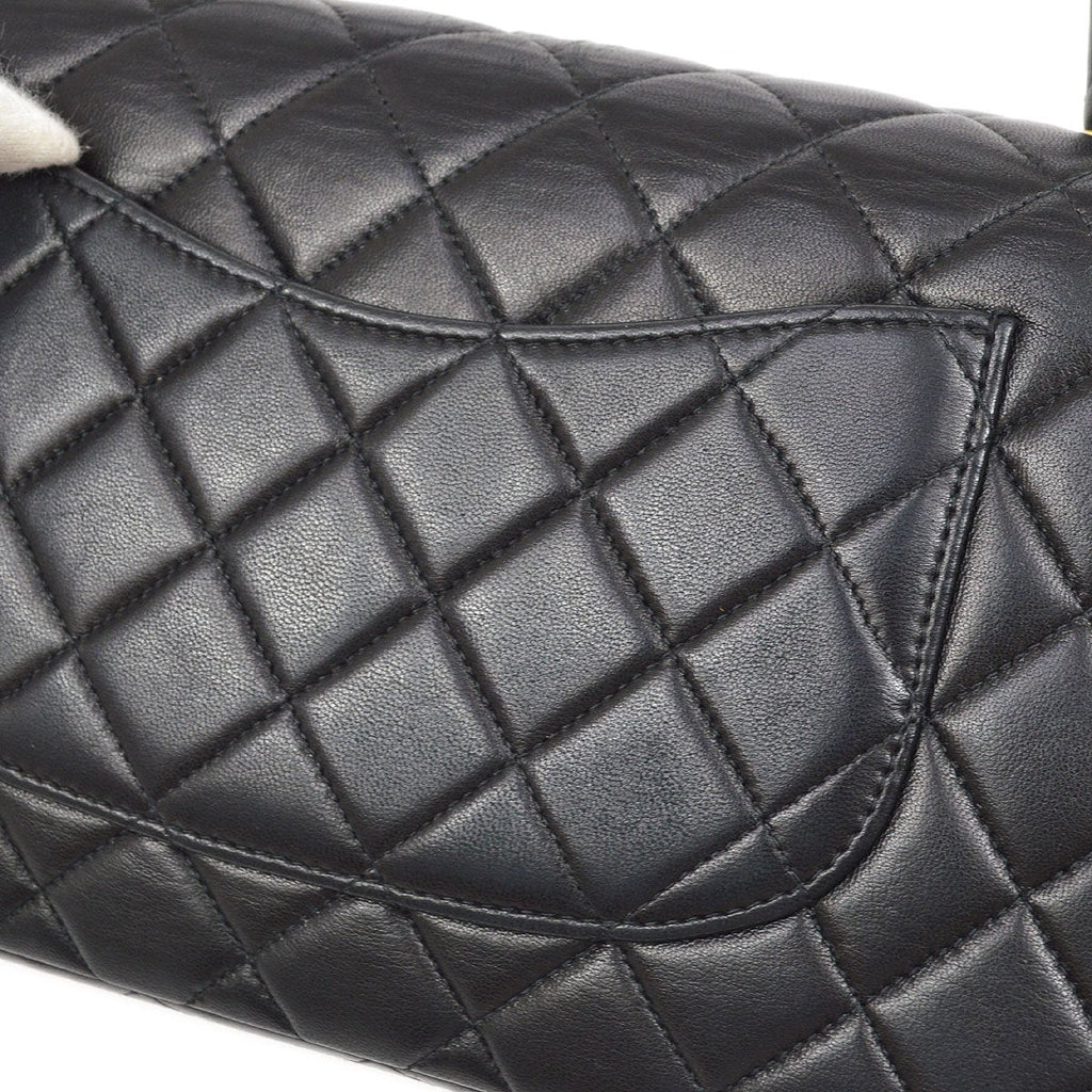 CHANEL 1996-1997 Classic Flap Handbag Medium Black Lambskin 92440